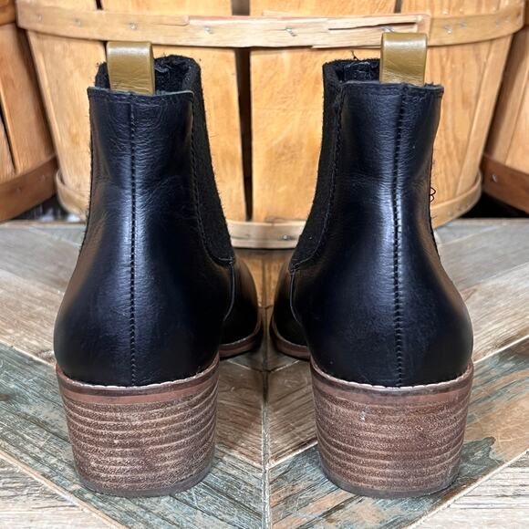 Crown Vintage Giancita Black Leather Gore Elastic Pull-On Ankle Boots Womens 9.5 - Picture 6 of 12